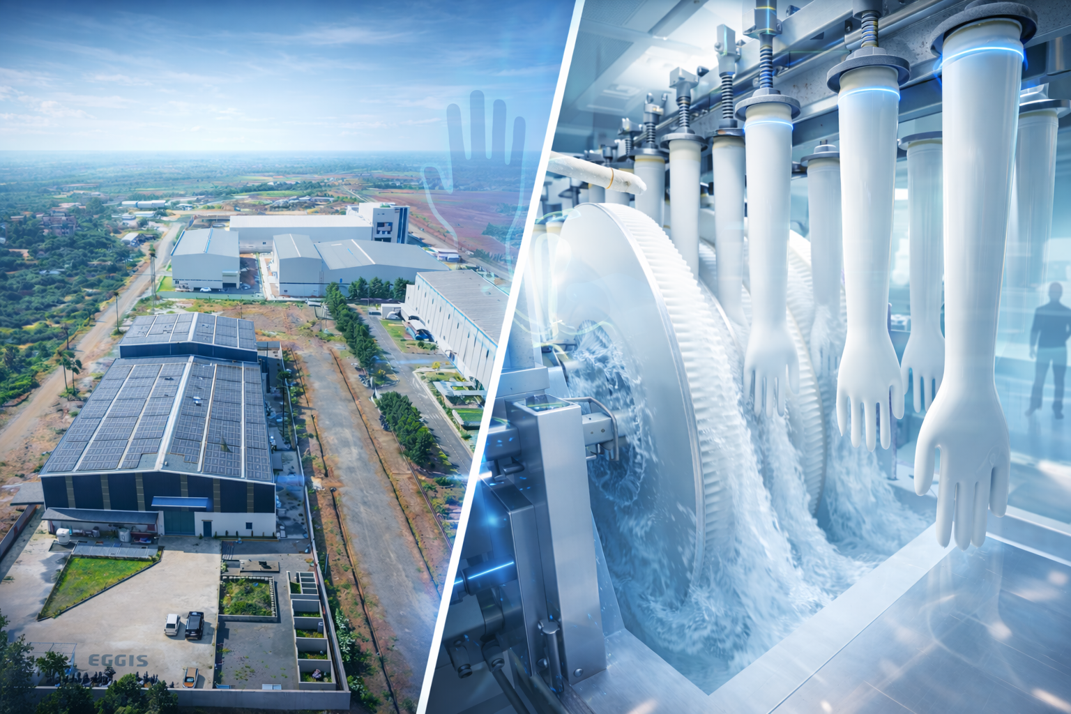 EGIS Gloves Manufacturing Facility - Aerial View and Production Line
